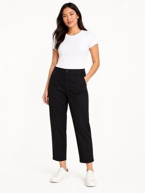 Old Navy High Rise OG Chino Pants Black L Petite Relaxed Stretch Cotton